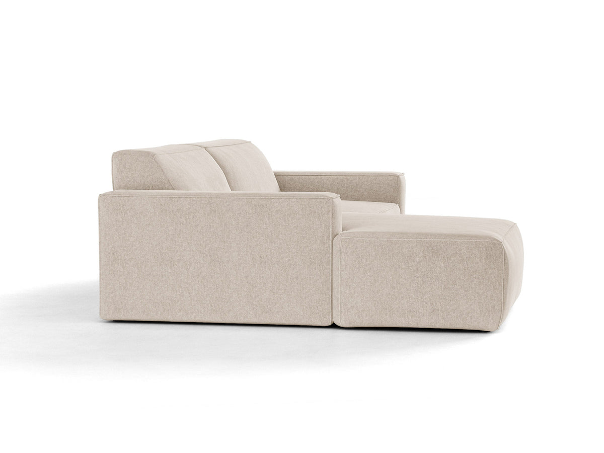 Modulares Ecksofa links Jodie mit Meridienne, Stoffbezug und schwarzen Beinen