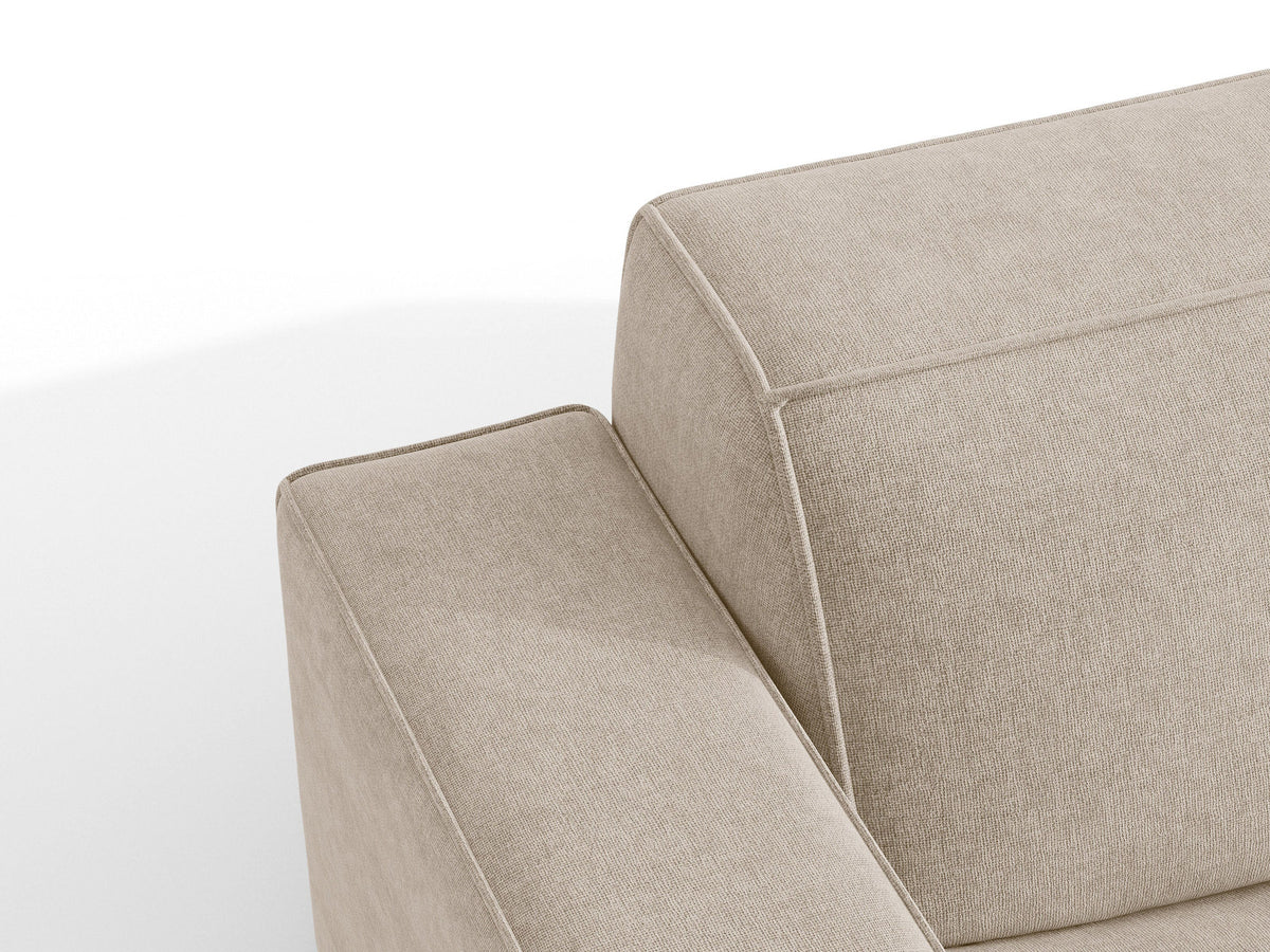 Modulares Ecksofa links Jodie mit Meridienne, Stoffbezug und schwarzen Beinen