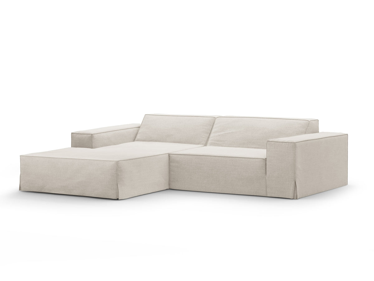 Jodie Modulares Ecksofa links 3 Sitzer mit abnehmbaren Bezug in Natural-LINS präsentiert im Onlineshop von KAQTU Design AG. L-Sofa links ist von Micadoni