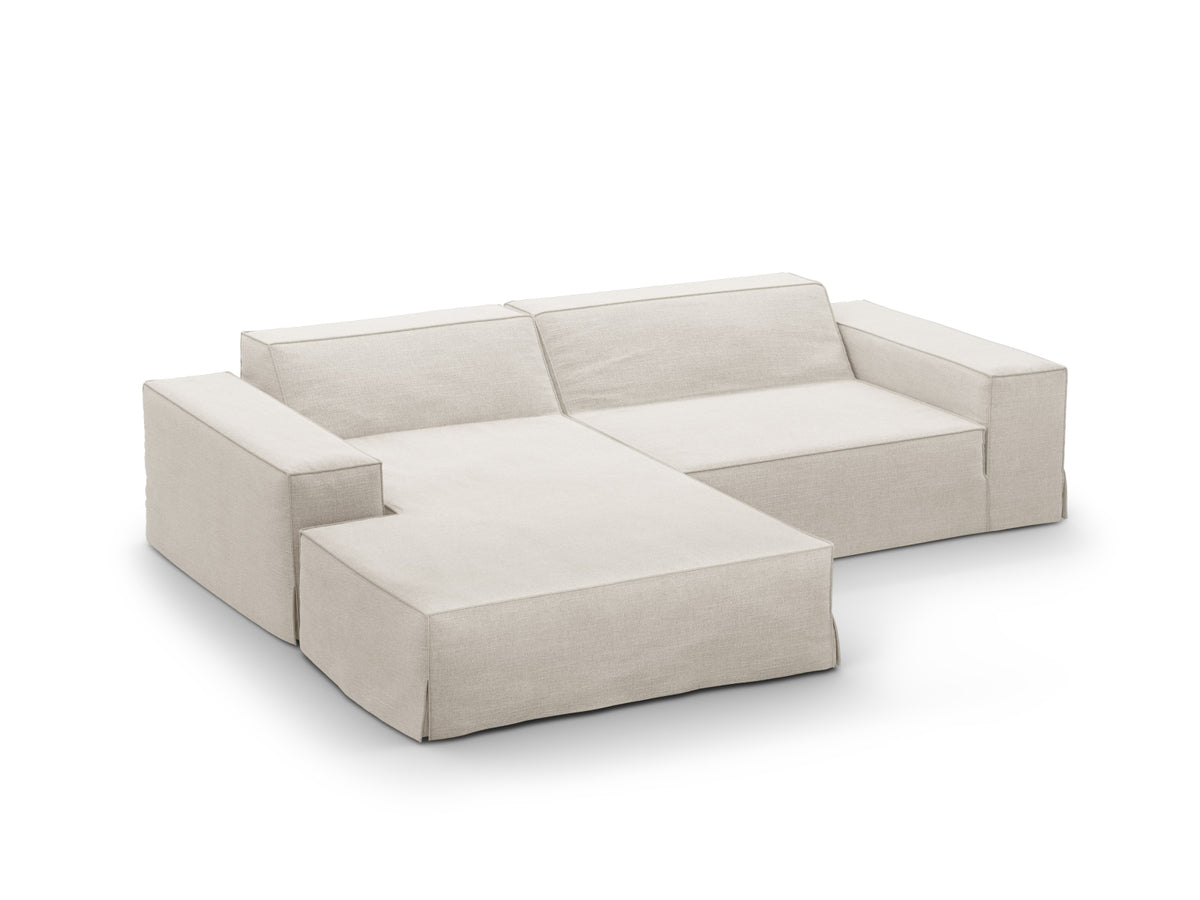 Jodie Modulares Ecksofa links 3 Sitzer mit abnehmbaren Bezug in Natural-LINS präsentiert im Onlineshop von KAQTU Design AG. L-Sofa links ist von Micadoni