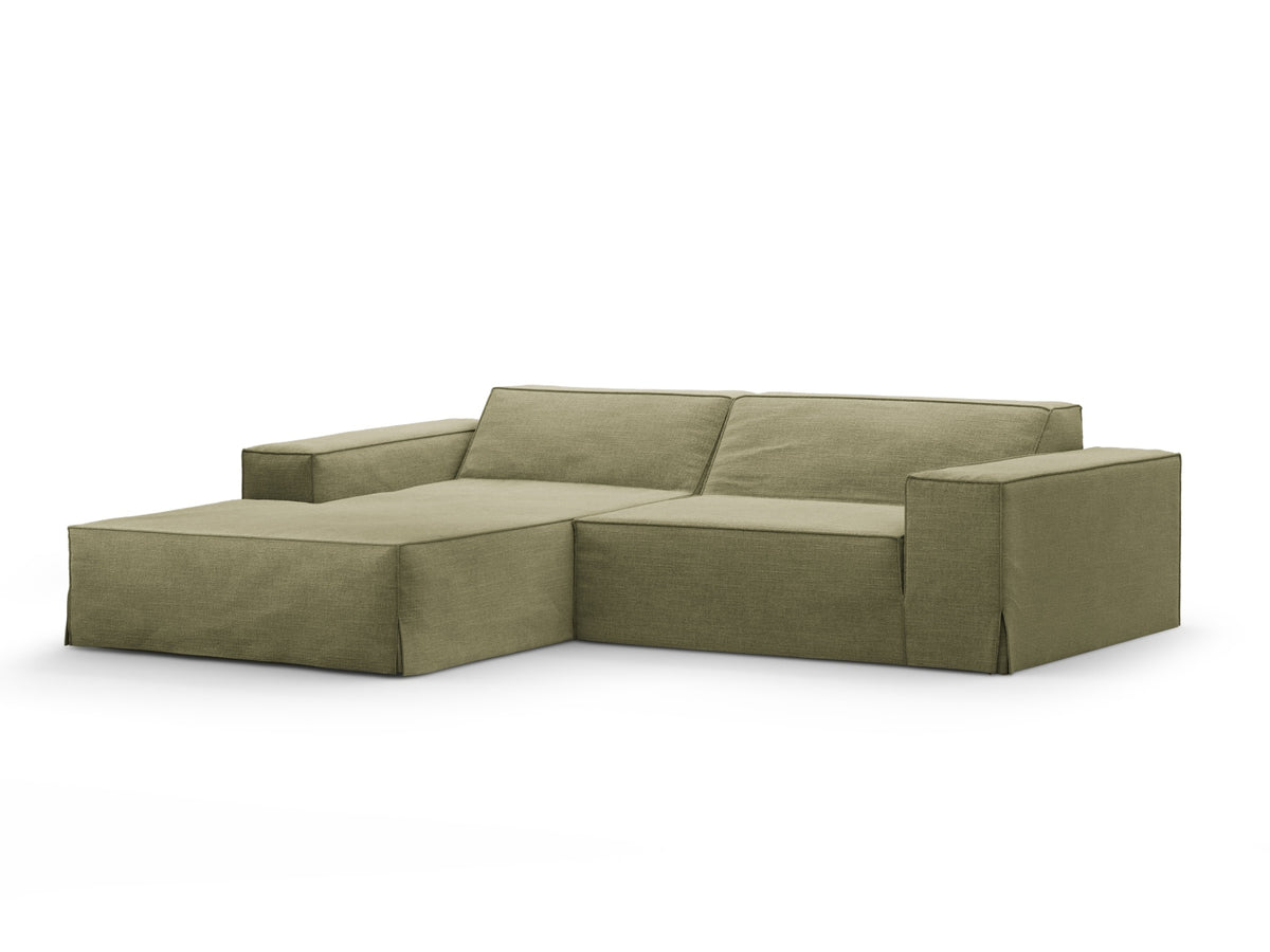 Jodie Modulares Ecksofa links 3 Sitzer mit abnehmbaren Bezug in Light Green-LINS präsentiert im Onlineshop von KAQTU Design AG. L-Sofa links ist von Micadoni
