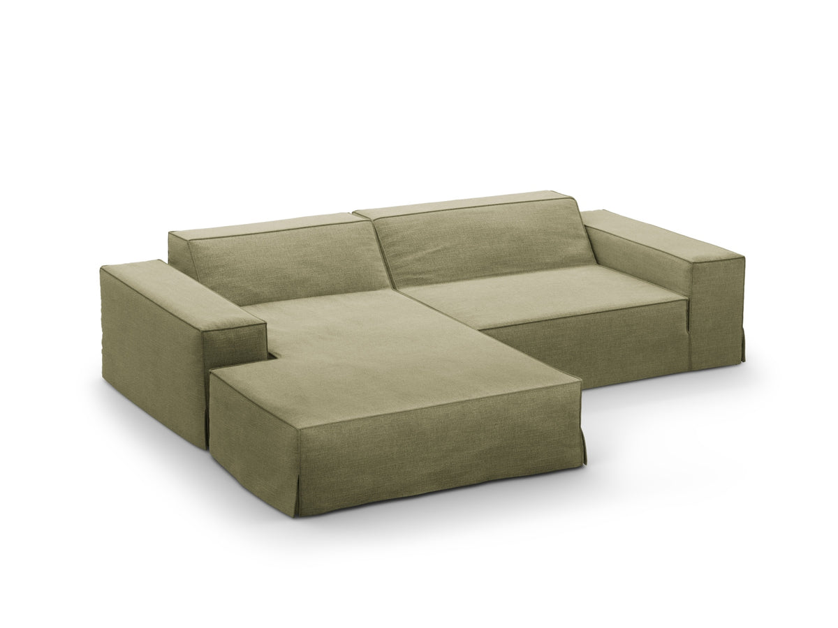 Jodie Modulares Ecksofa links 3 Sitzer mit abnehmbaren Bezug in Light Green-LINS präsentiert im Onlineshop von KAQTU Design AG. L-Sofa links ist von Micadoni