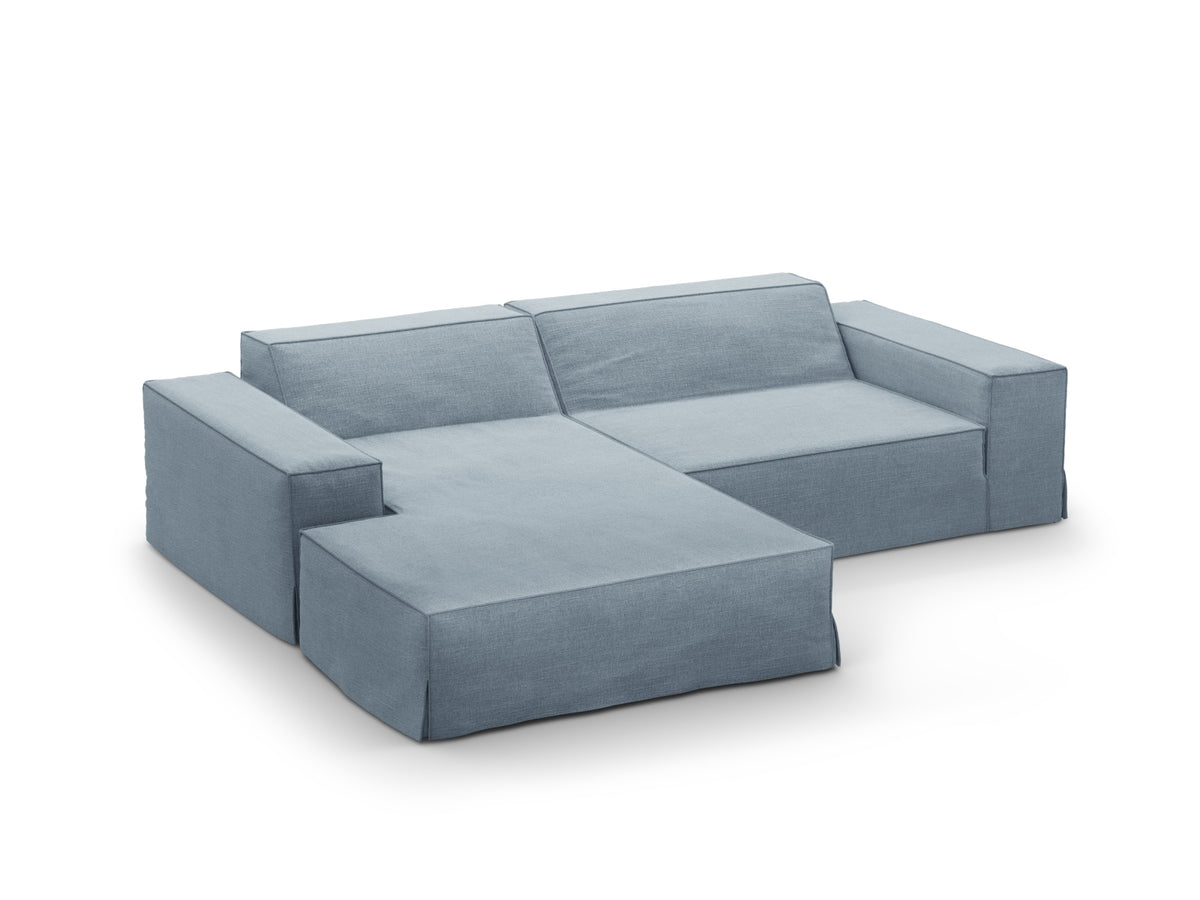 Jodie Modulares Ecksofa links 3 Sitzer mit abnehmbaren Bezug in Muted Blue-LINS präsentiert im Onlineshop von KAQTU Design AG. L-Sofa links ist von Micadoni