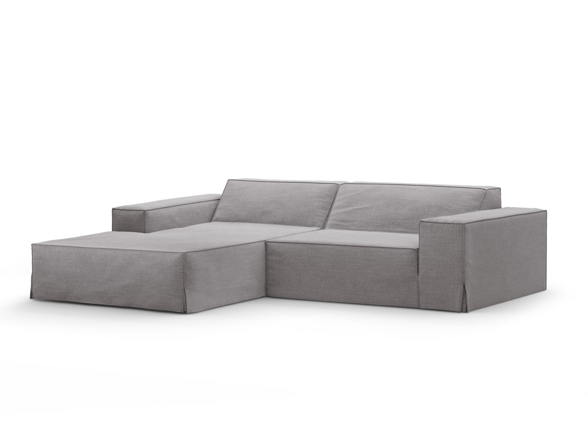 Jodie Modulares Ecksofa links 3 Sitzer mit abnehmbaren Bezug in Warm grey-LINS präsentiert im Onlineshop von KAQTU Design AG. L-Sofa links ist von Micadoni