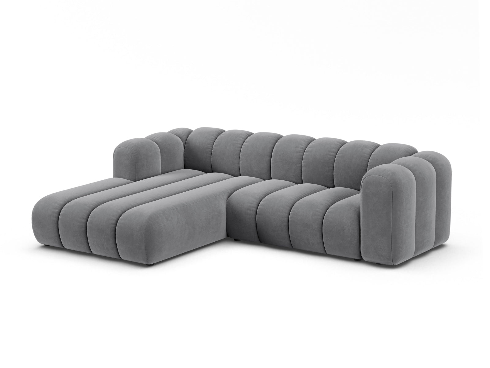 Lupine Velour Modular Ecksofa links 4 Sitzer in Grey präsentiert im Onlineshop von KAQTU Design AG. Ecksofa links ist von Micadoni