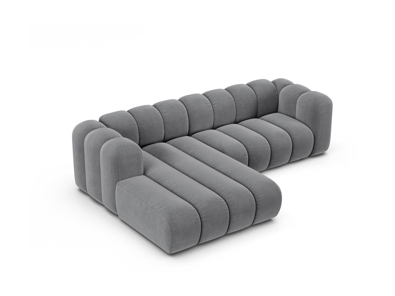 Lupine Velour Modular Ecksofa links 4 Sitzer in Grey präsentiert im Onlineshop von KAQTU Design AG. Ecksofa links ist von Micadoni