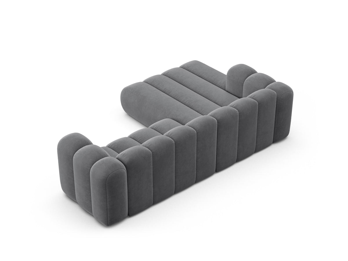 Lupine Velour Modular Ecksofa links 4 Sitzer in Grey-Salvador präsentiert im Onlineshop von KAQTU Design AG. L-Sofa links ist von Micadoni