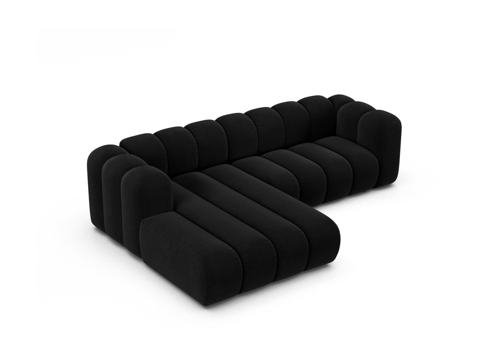 Lupine Velour Modular Ecksofa links 4 Sitzer in Black präsentiert im Onlineshop von KAQTU Design AG. Ecksofa links ist von Micadoni