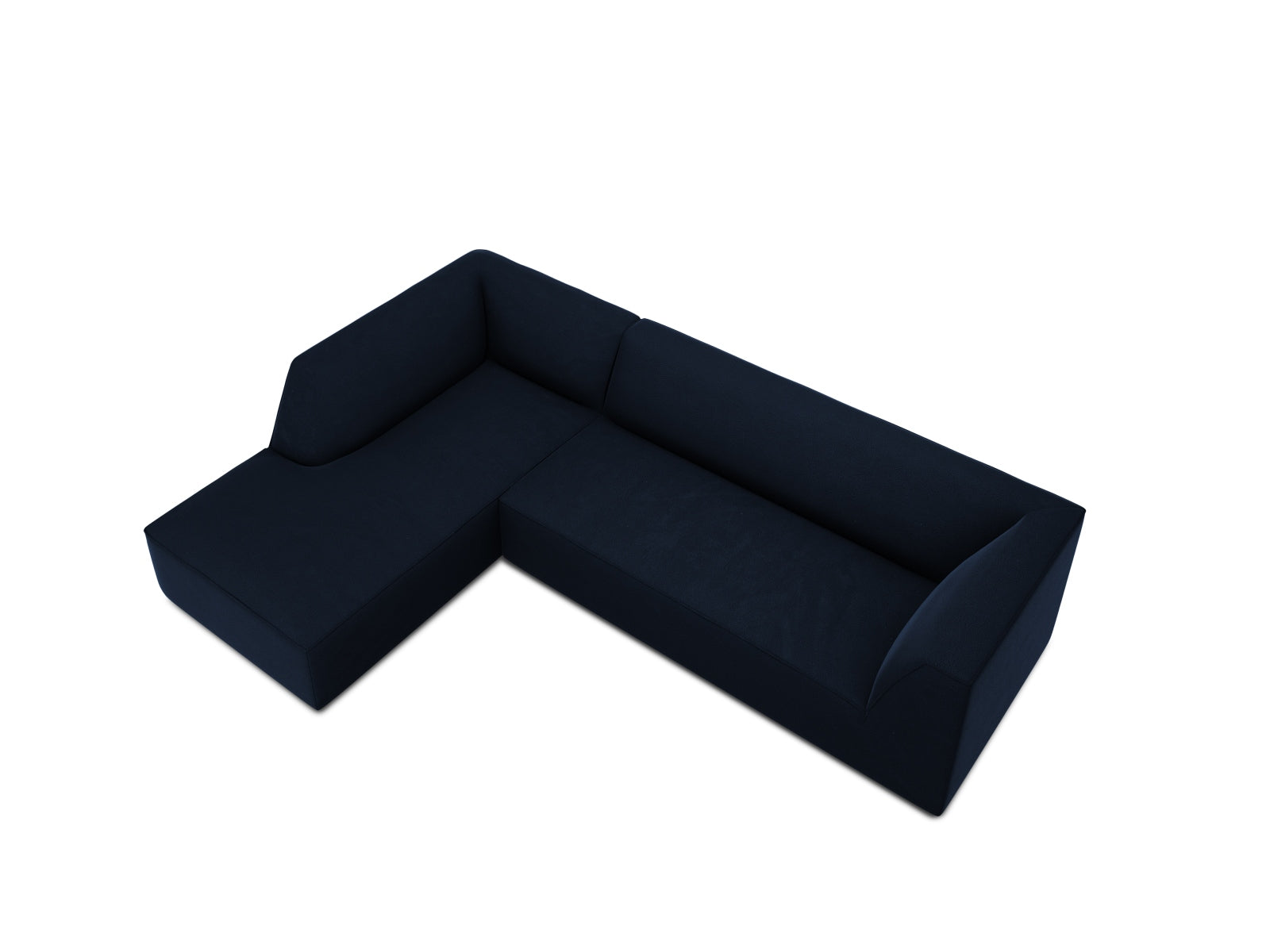 Elegantes modulares Ecksofa in luxuriösem Ruby Velour, linksseitig, ideal für stilvolle Wohnräume und gemütliche Abende.