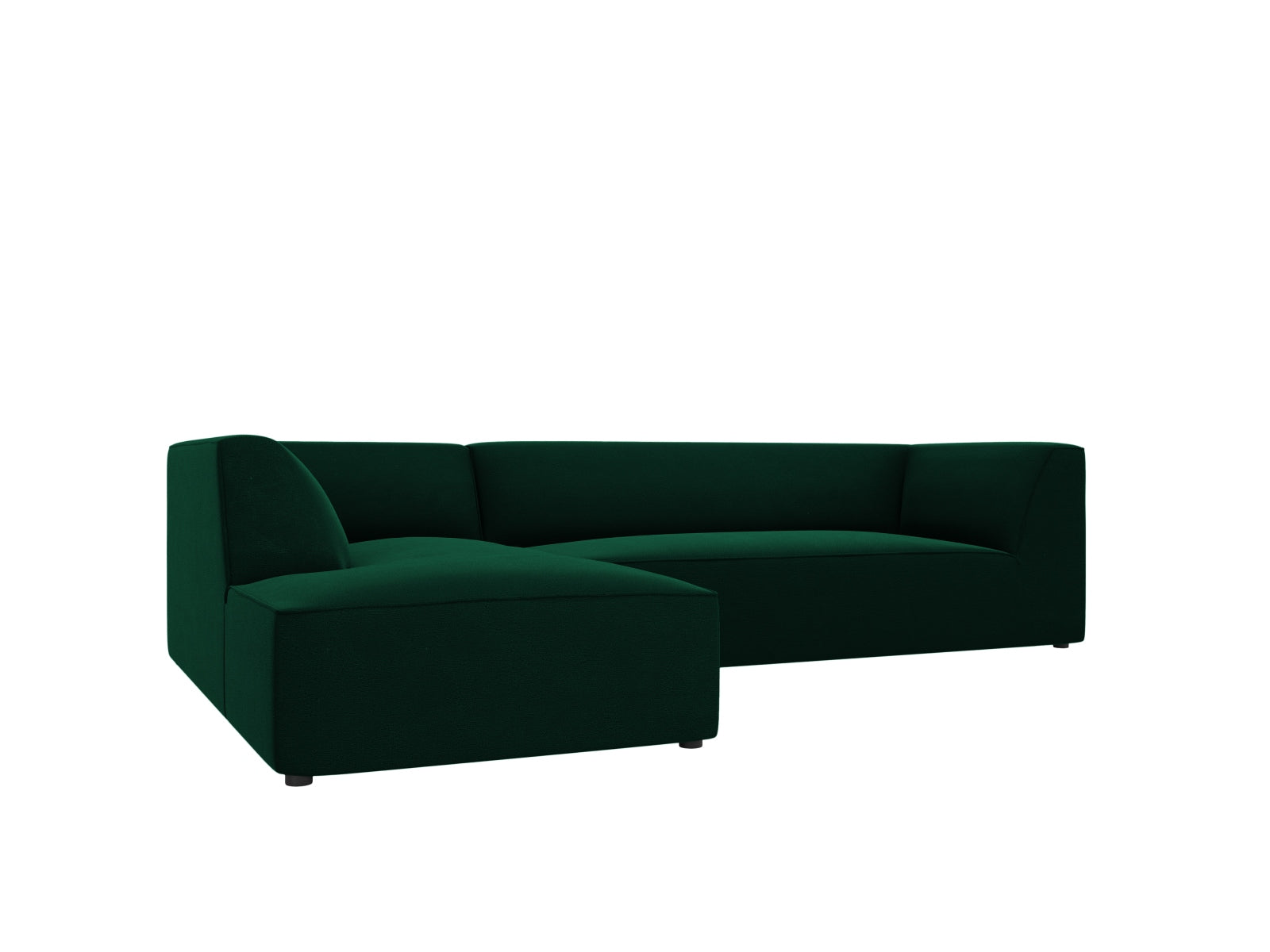 Elegantes modulares Ecksofa in luxuriösem Ruby Velour, linksseitig, ideal für stilvolle Wohnräume und gemütliche Abende.