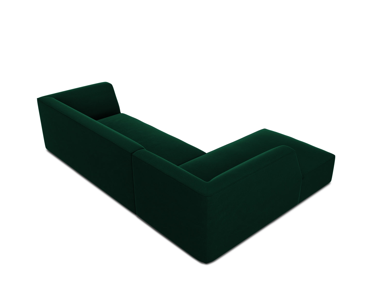 Modulares 4-Sitzer Ecksofa in edlem Ruby Velour, linksseitig, perfekt für gemütliche Zusammenkünfte und modernes Wohndesign.