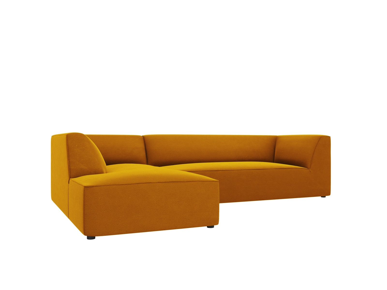 Elegantes modulares Ecksofa links in Ruby Velour, ideal für moderne Wohnräume. Hoher Sitzkomfort und vielseitige Anordnungsmöglichkeiten.