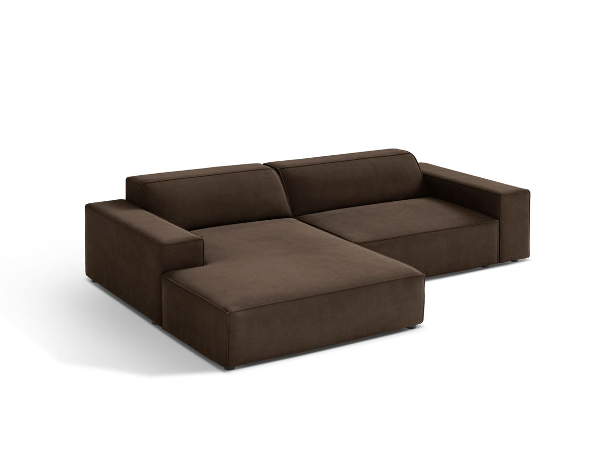 Jodie Velour modulares Ecksofa links 3 Sitzer in Dark Brown-Bluvel präsentiert im Onlineshop von KAQTU Design AG. Ecksofa links ist von Micadoni