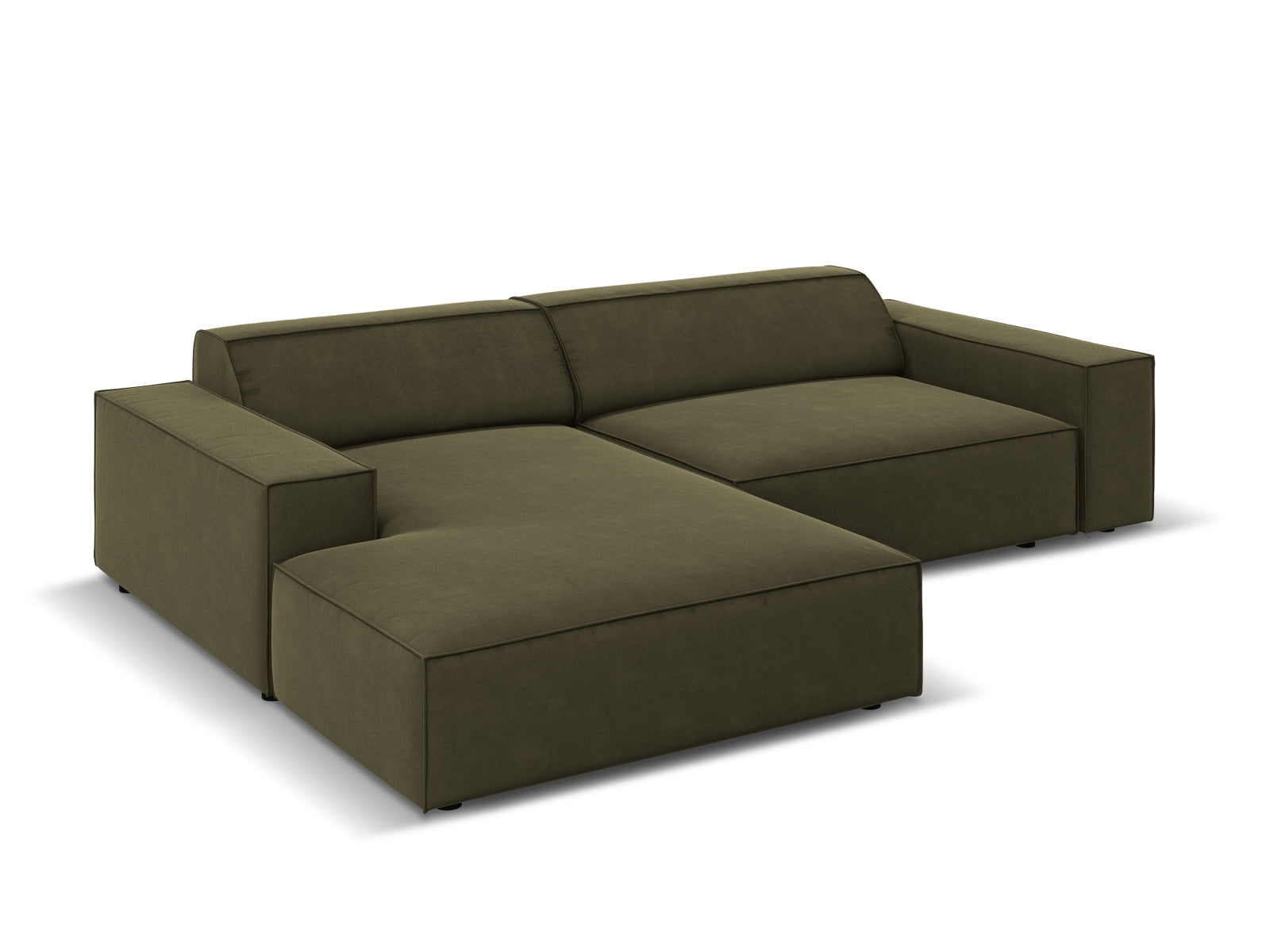Jodie Velour modulares Ecksofa links 3 Sitzer in Green-Bluvel präsentiert im Onlineshop von KAQTU Design AG. L-Sofa links ist von Micadoni