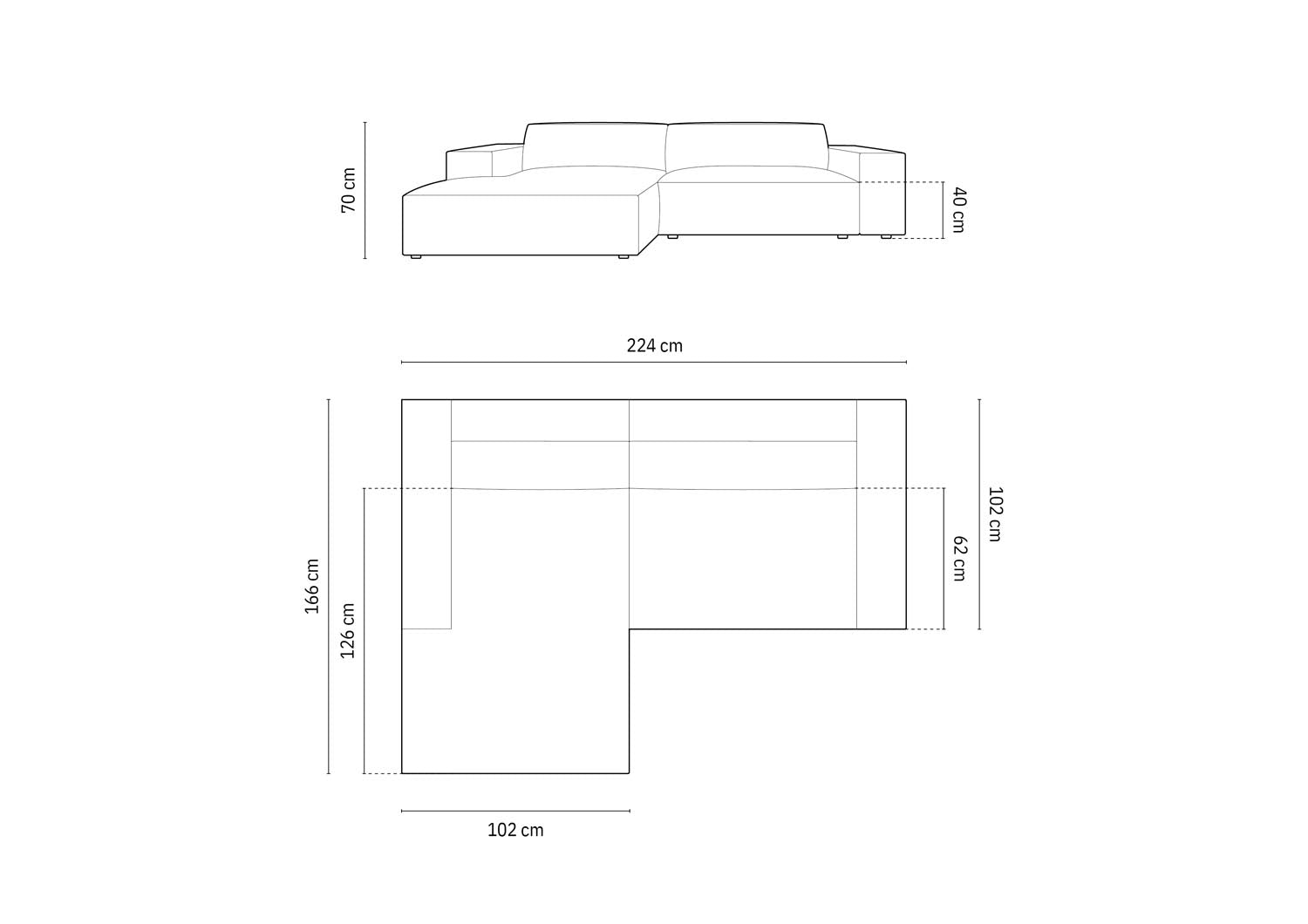 Jodie Velour modulares Ecksofa links 3 Sitzer in Grey-Bluvel präsentiert im Onlineshop von KAQTU Design AG. L-Sofa links ist von Micadoni