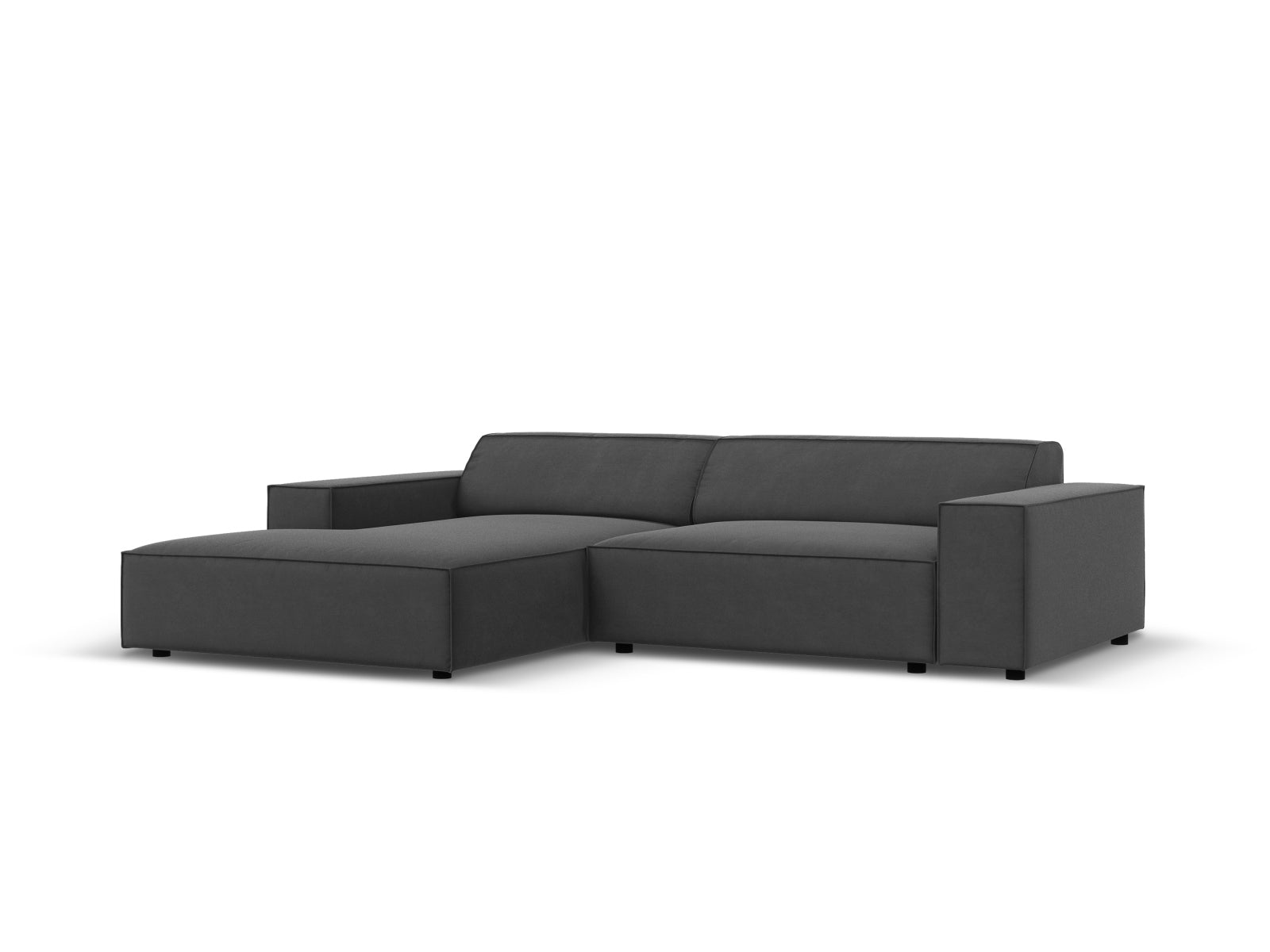 Jodie Velour modulares Ecksofa links 3 Sitzer in Grey-Bluvel präsentiert im Onlineshop von KAQTU Design AG. L-Sofa links ist von Micadoni