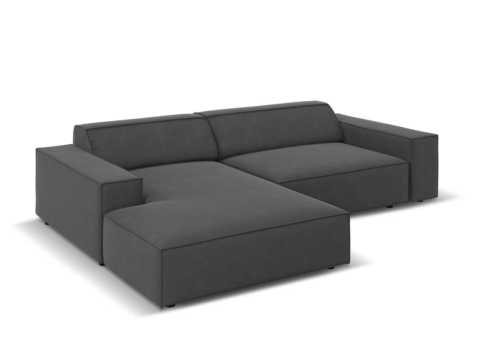 Jodie Velour modulares Ecksofa links 3 Sitzer in Grey-Bluvel präsentiert im Onlineshop von KAQTU Design AG. L-Sofa links ist von Micadoni