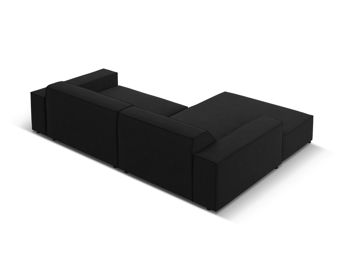 Jodie Velour modulares Ecksofa links 3 Sitzer in Black-Bluvel präsentiert im Onlineshop von KAQTU Design AG. L-Sofa links ist von Micadoni