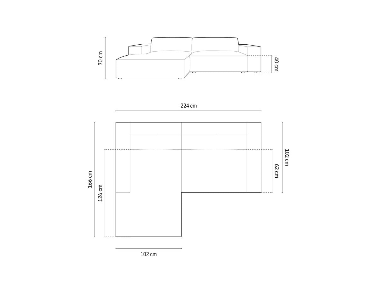 Jodie Velour modulares Ecksofa links 3 Sitzer in Dark Beige-Bluvel präsentiert im Onlineshop von KAQTU Design AG. L-Sofa links ist von Micadoni