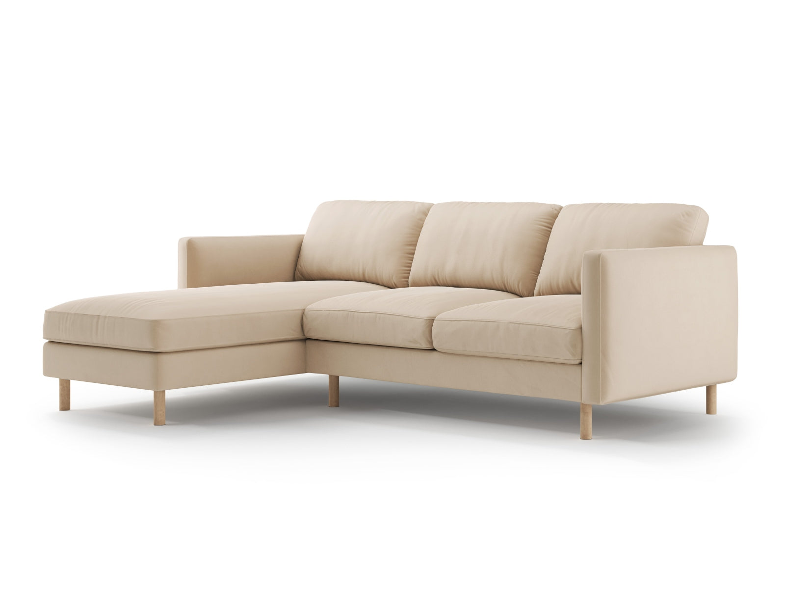 Elegantes Eden Velour Ecksofa in Nude-Paris, linksseitig, 3-Sitzer von Micadoni, ideal für stilvolle Wohnräume.