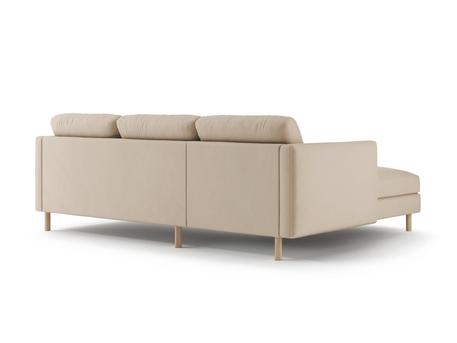 Stilvolles 3-Sitzer L-Sofa Eden Velour in sanftem Nude-Paris, linksseitig, perfekt für moderne Wohnkonzepte von Micadoni.