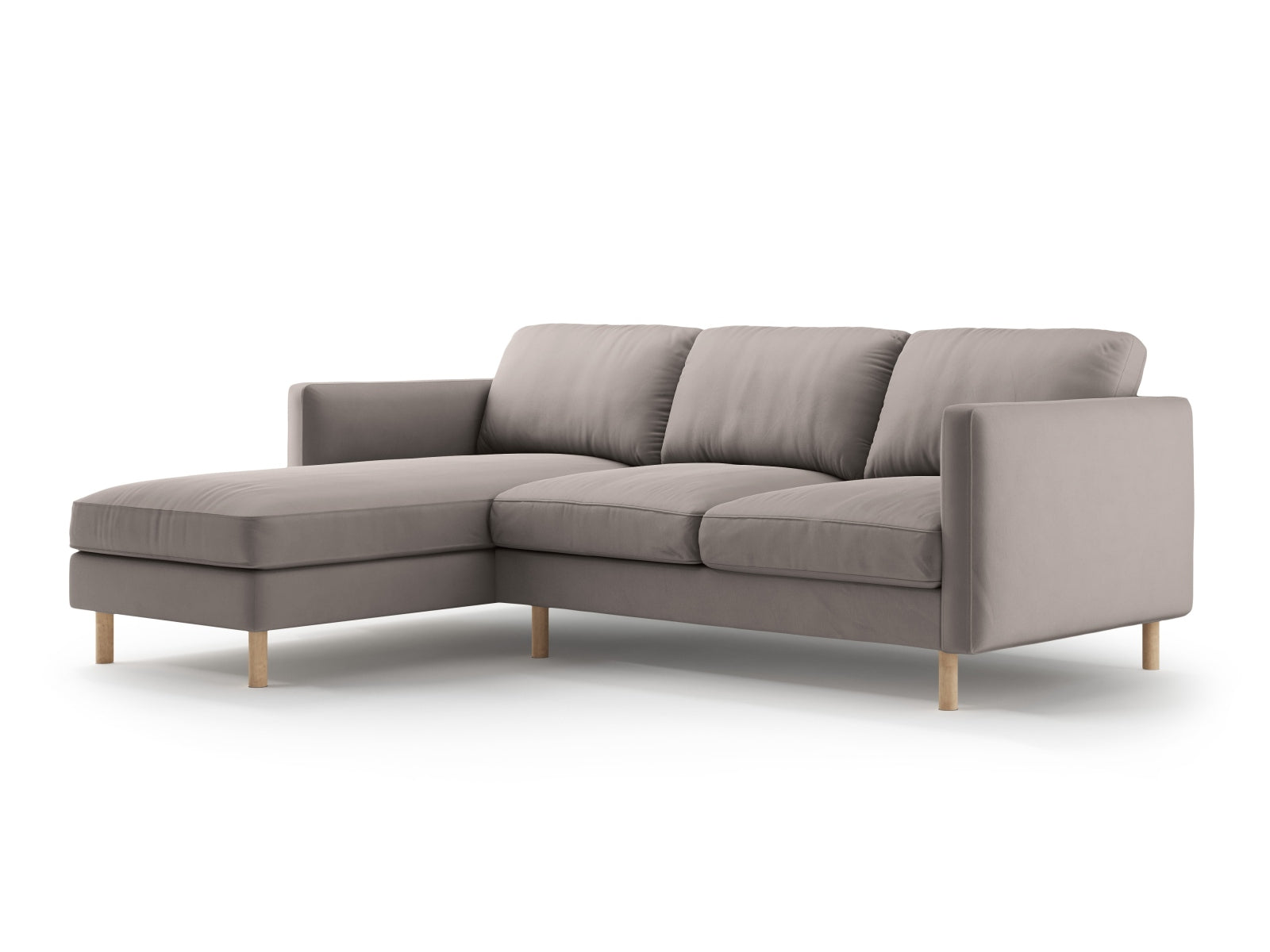 Elegantes Eden Velour Ecksofa in Warm Grey-Paris, linksseitig, 3-Sitzer von Micadoni, ideal für stilvolle Wohnräume.