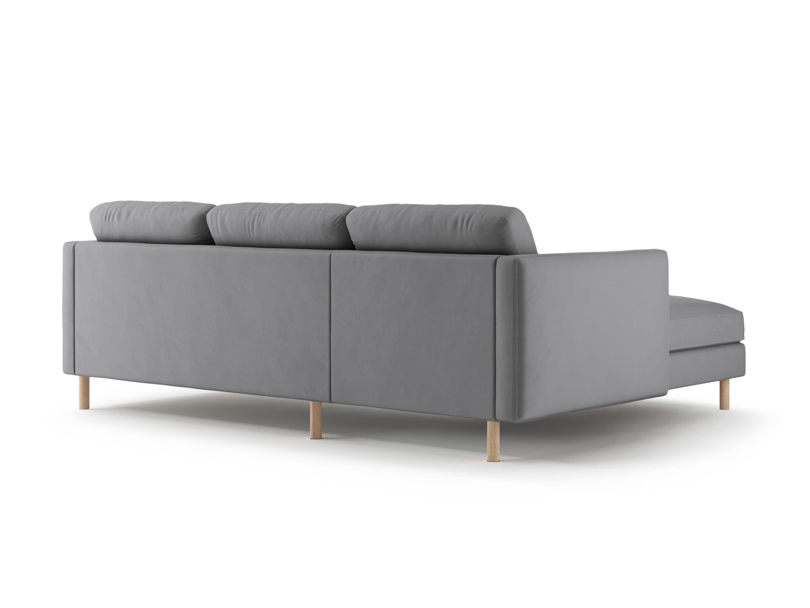 Modernes 3-Sitzer L-Sofa Eden Velour in Grau, linksseitig, von Micadoni – perfekt für gemütliche und elegante Wohnambiente.