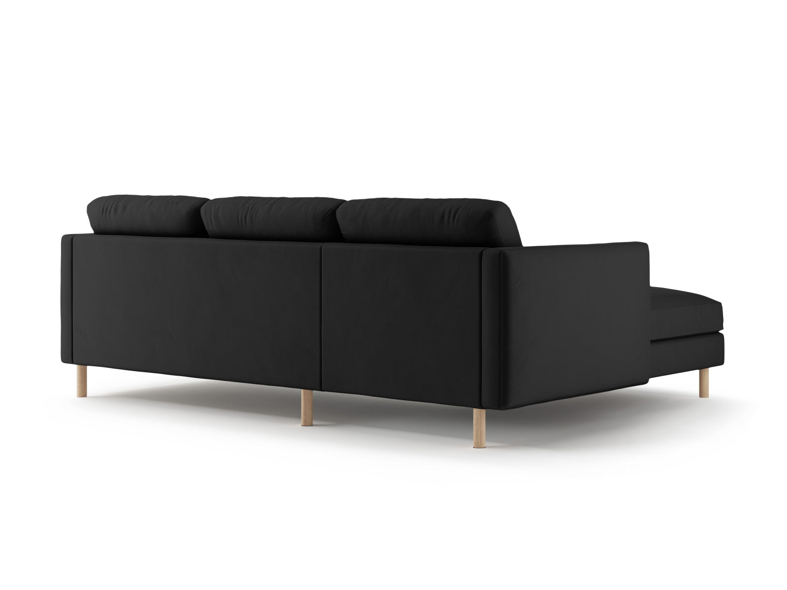Luxuriöses 3-Sitzer L-Sofa Eden Velour in edlem Schwarz, linksseitig, von Micadoni – perfektes Highlight für moderne Wohnkonzepte.