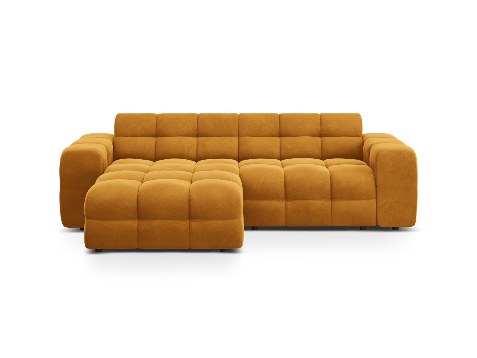 Kendal Velour links Ecksofa 4 Sitzer in Mustard präsentiert im Onlineshop von KAQTU Design AG. Ecksofa links ist von Micadoni