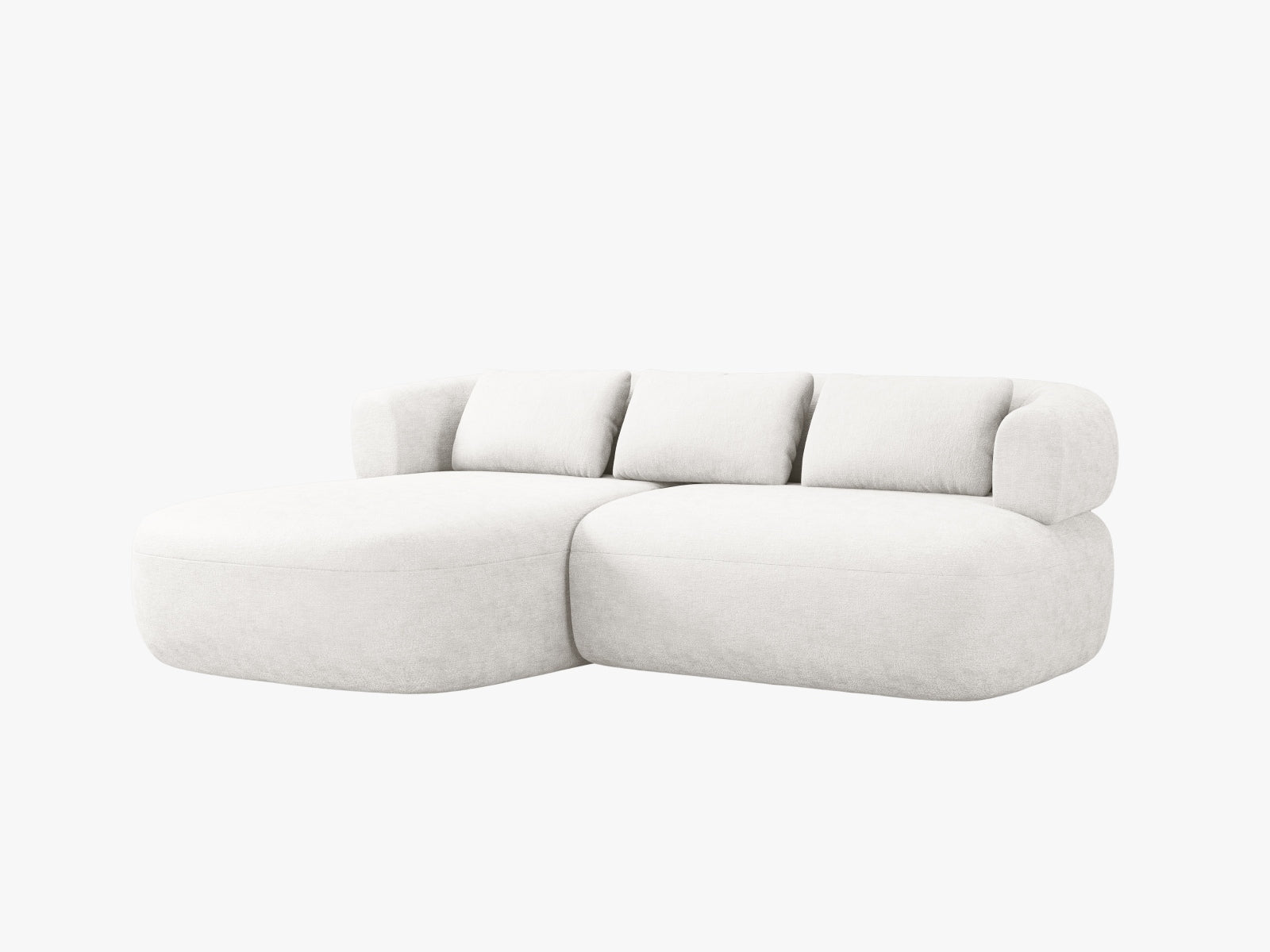Elegantes 5-Sitzer Ecksofa Jenny links in sanftem Beige, perfekt für stilvolle Wohnzimmer. Hochwertige Materialien von Micadoni.
