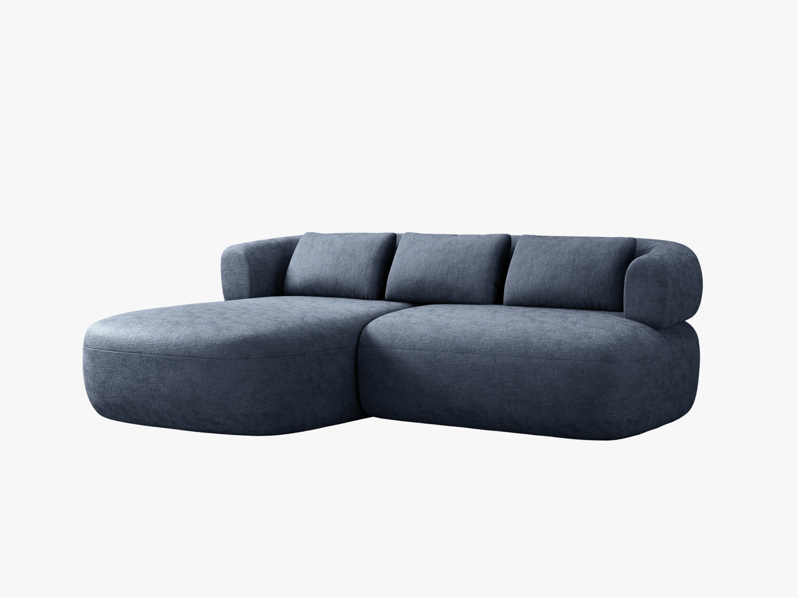 Modernes 5-Sitzer Ecksofa Jenny von Micadoni, linksseitig, in ansprechendem Blau, ideal für gemütliche Abende und stilvolle Einrichtung.