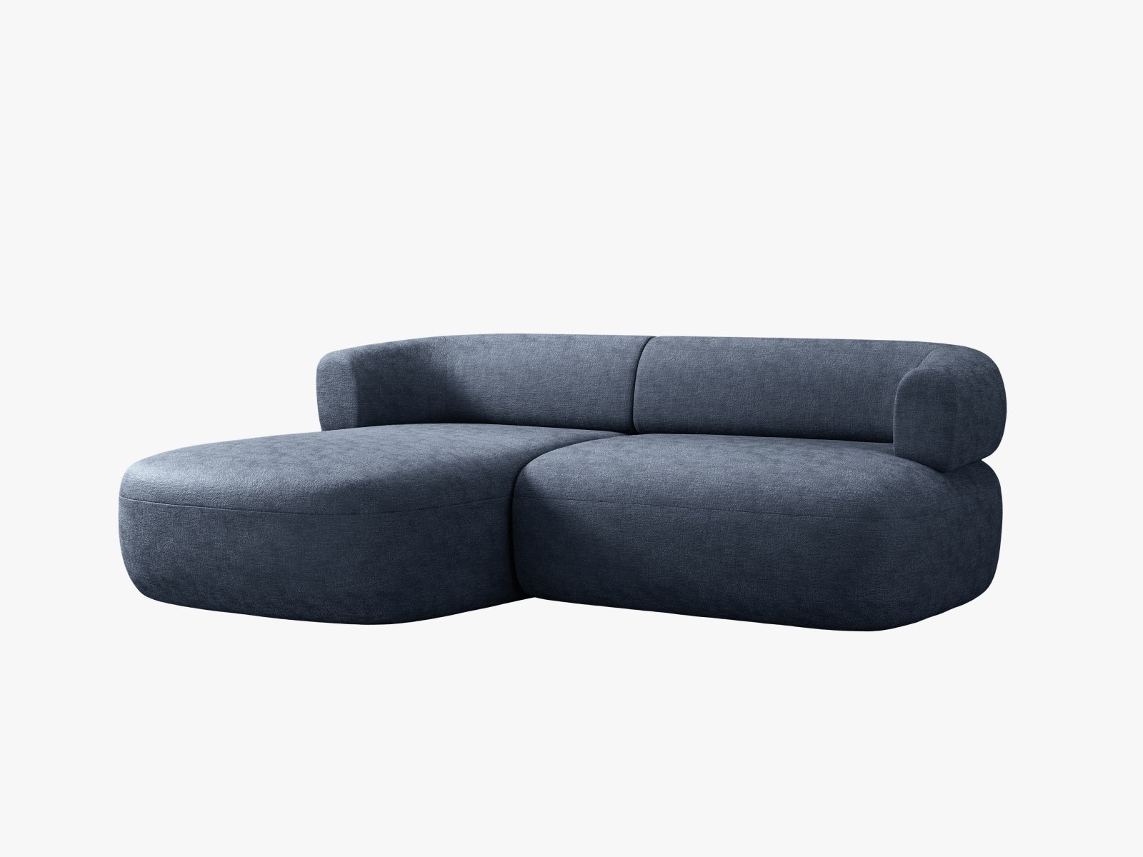 Elegantes, linksseitiges 5-Sitzer Ecksofa Jenny von Micadoni in stilvollem Blau, perfekt für entspannte Stunden und modernes Wohndesign.