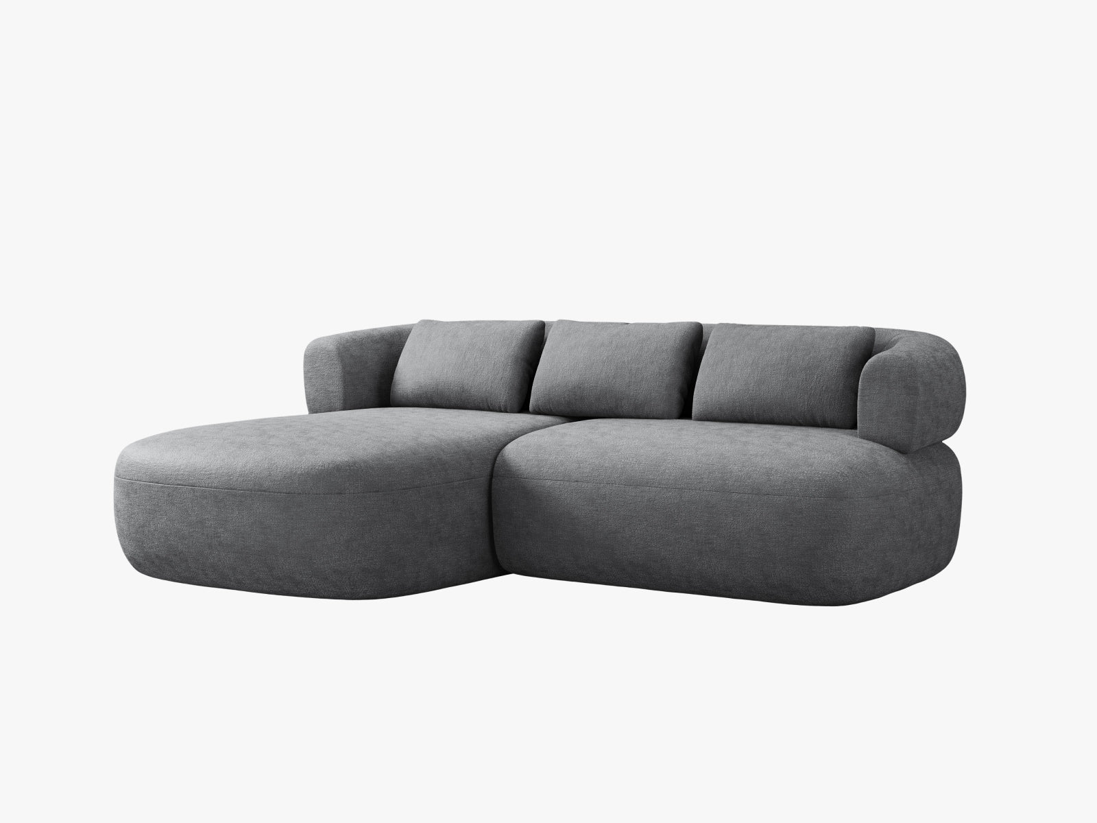 Elegantes 5-Sitzer Ecksofa Jenny links in zeitlosem Dunkelgrau, perfekt für moderne Wohnzimmer. Hochwertige Materialien von Micadoni.