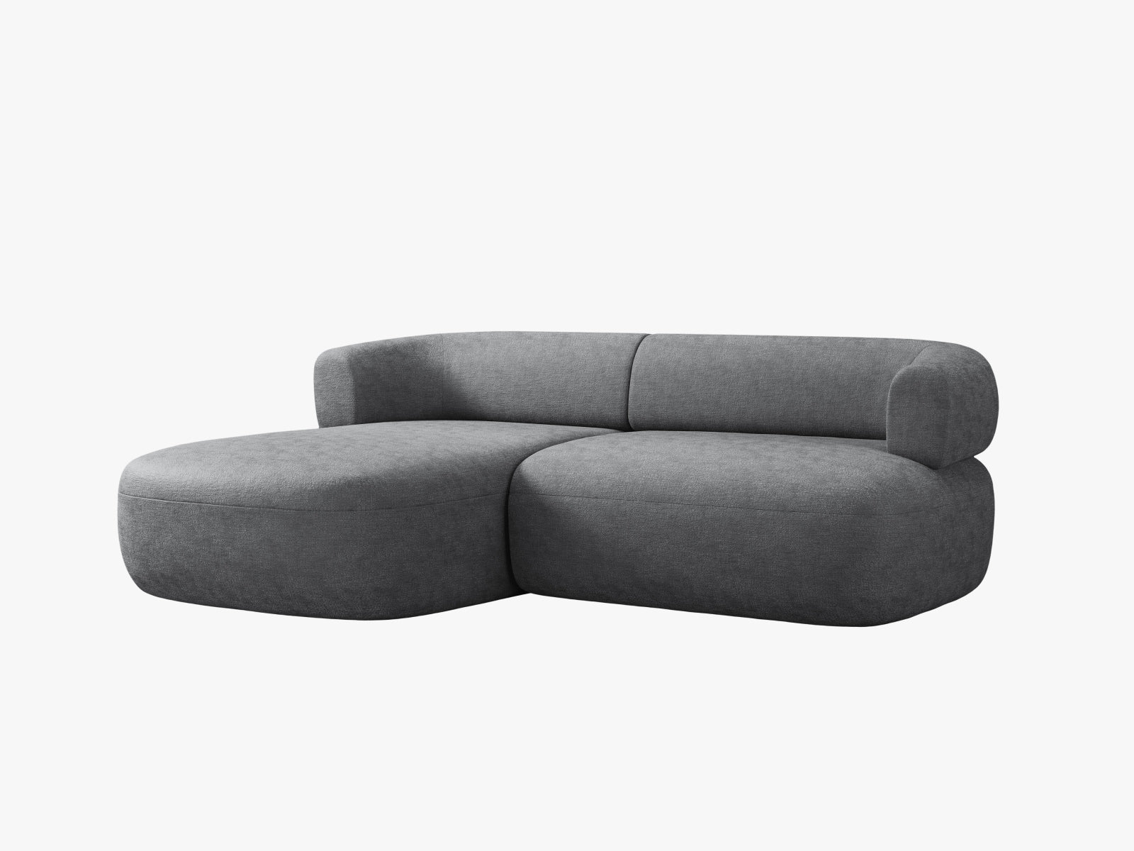 Stylisches L-Sofa Jenny links, 5-Sitzer in edlem Dunkelgrau, ideal für stilvolle Wohnräume. Hochwertige Verarbeitung von Micadoni.