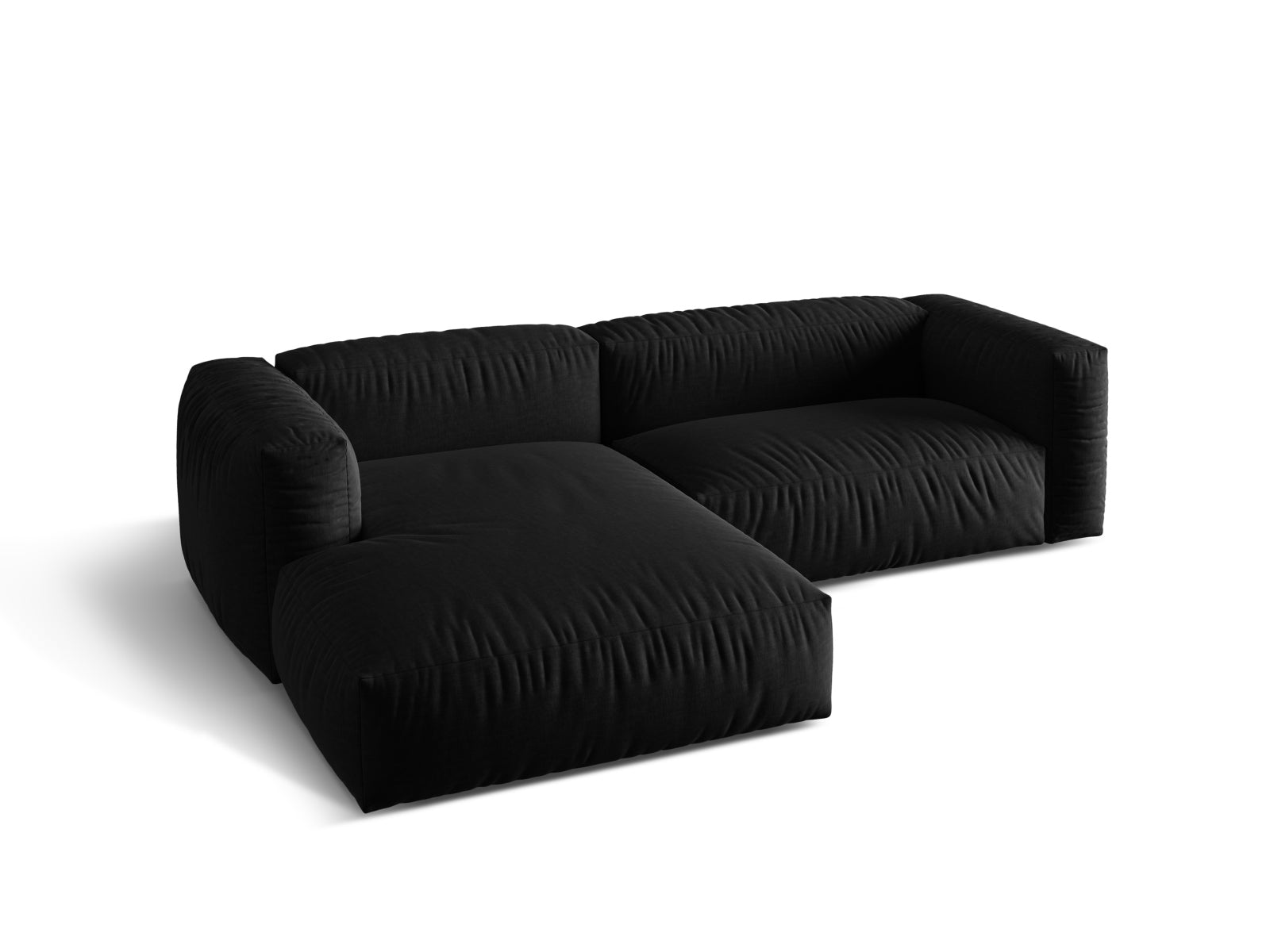 Stylisches Martina L-Sofa links mit 2 Sitzen in edlem Black-Boston, perfekt für zeitgemäße Inneneinrichtungen. Hochwertige Qualität von Micadoni.
