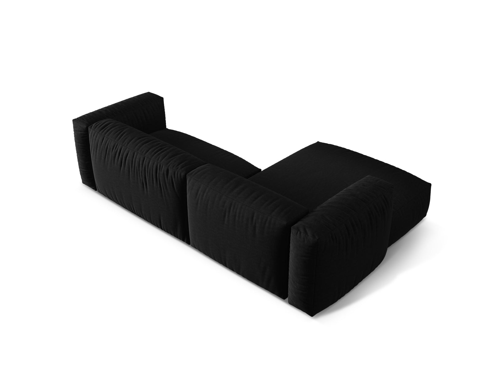 Elegantes Martina Ecksofa links mit zwei Sitzplätzen in modernem Black-Boston, ideal für stilvolle Wohnräume. Hochwertige Verarbeitung von Micadoni.