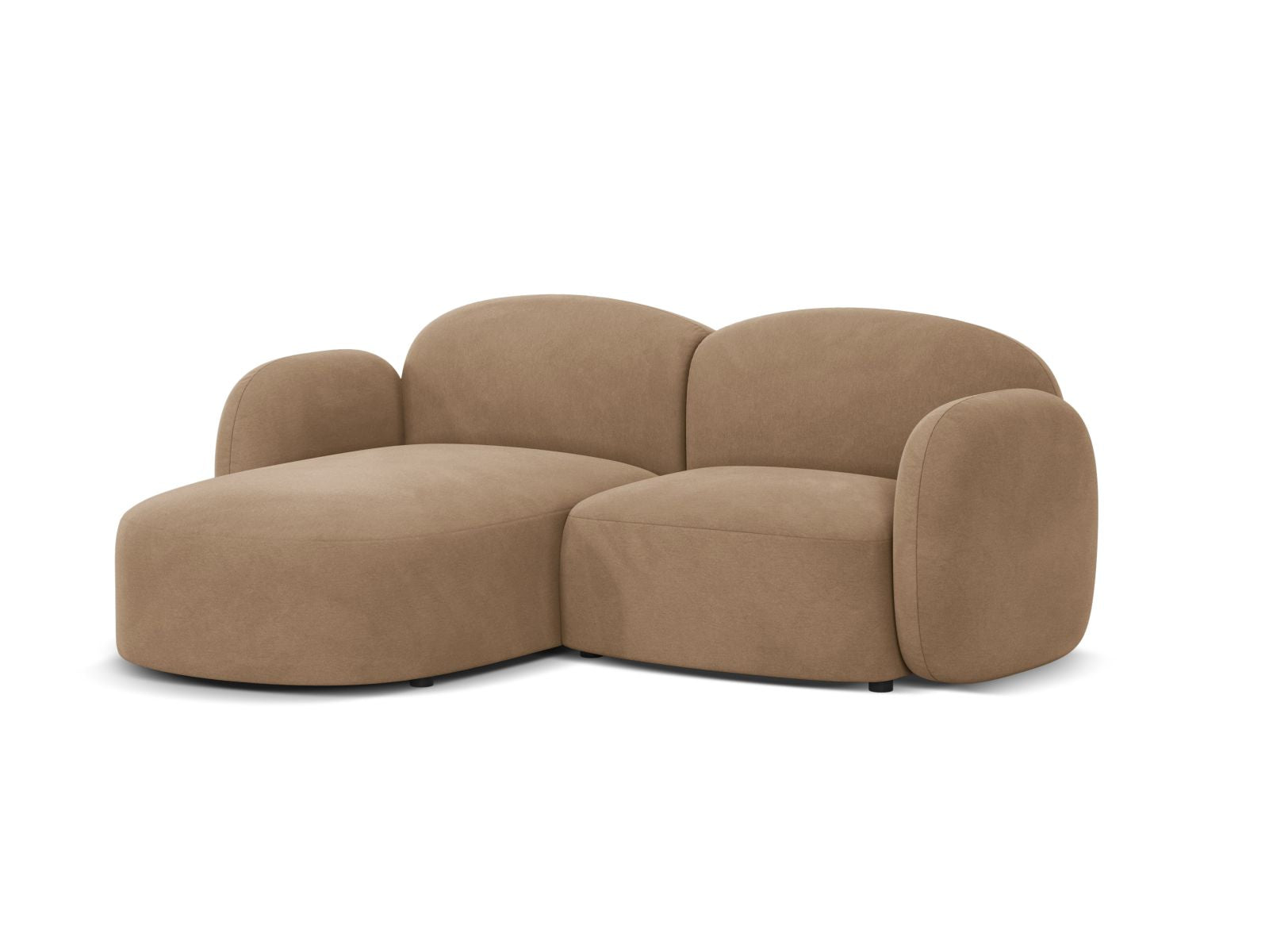 Elegantes Blair Velour Ecksofa in stilvollem Design, ideal für moderne Wohnräume. Linksseitig, 3-Sitzer von Micadoni.