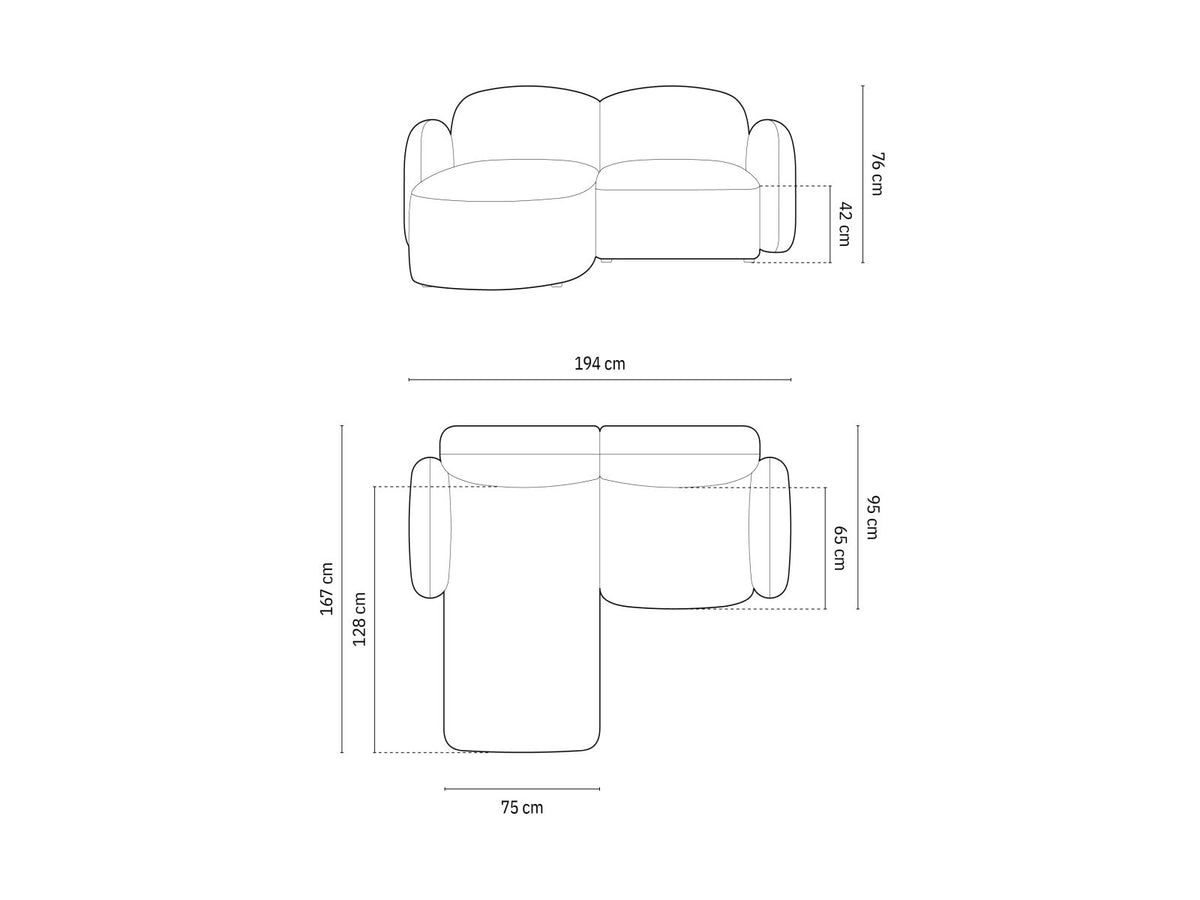Blair Velour links Ecksofa 3 Sitzer in Sand-Casino präsentiert im Onlineshop von KAQTU Design AG. Ecksofa links ist von Micadoni