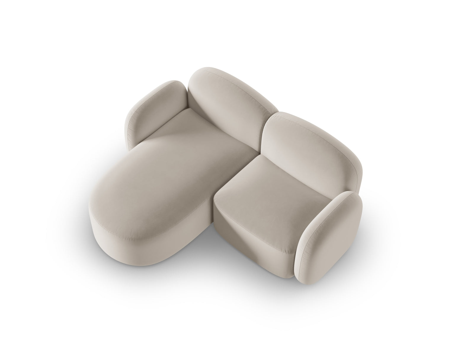 Elegantes linksseitiges 3-Sitzer Ecksofa Blair Velour in Ecru-Casino, ideal für stilvolle Wohnräume von Micadoni.