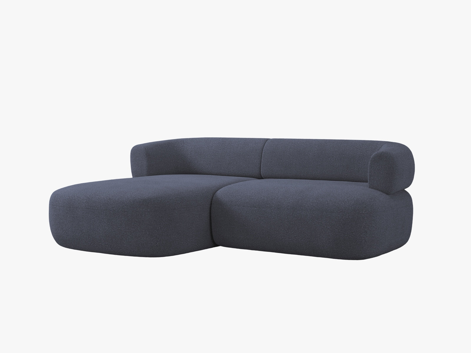 Stylisches 5-Sitzer Ecksofa Jenny links in elegantem Blau, ideal für entspannte Abende. Exquisite Qualität von Micadoni.
