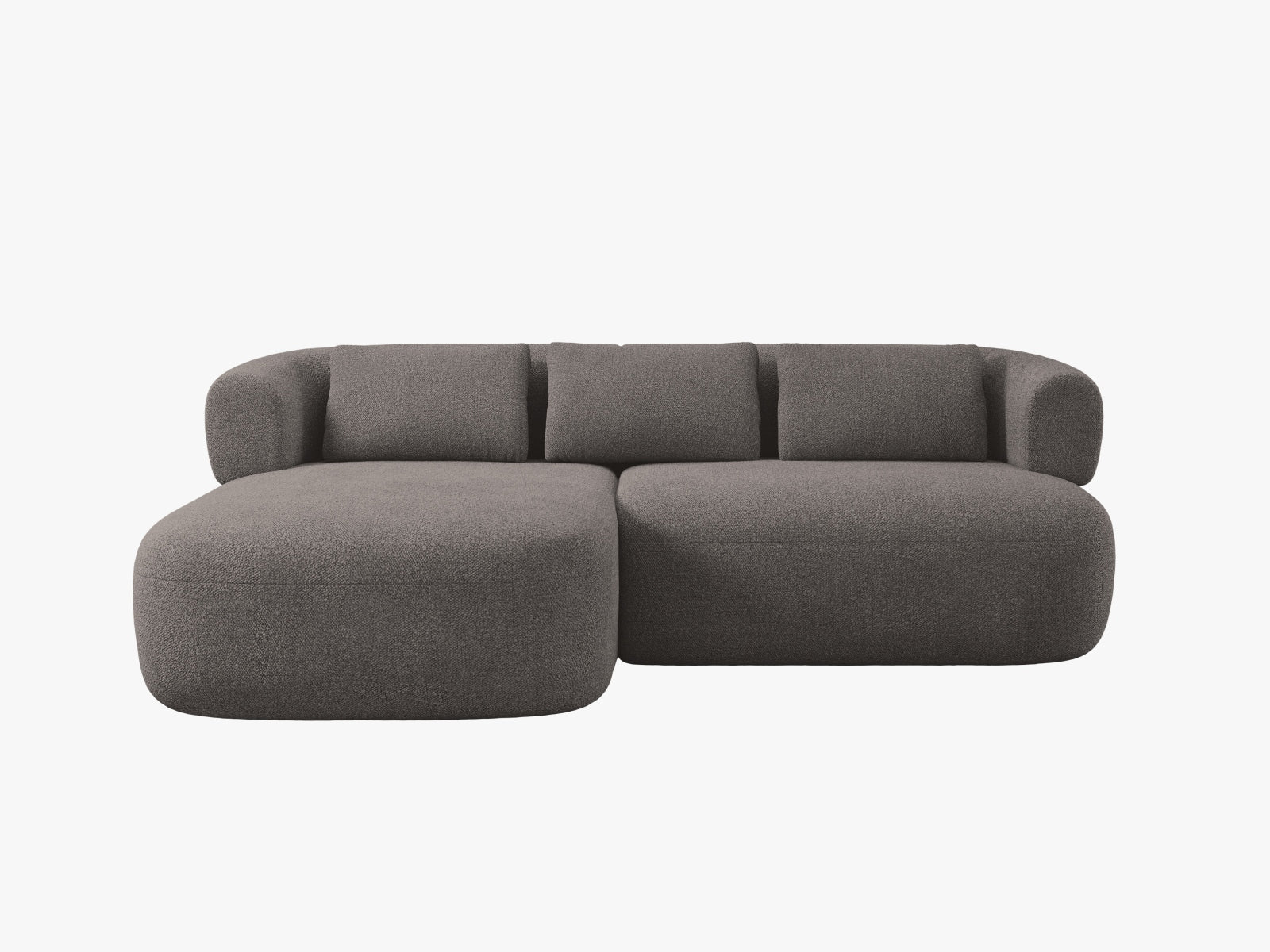Elegantes 5-Sitzer Ecksofa Jenny links in zeitlosem Grau, ideal für stilvolle Wohnräume und entspannte Stunden von Micadoni.