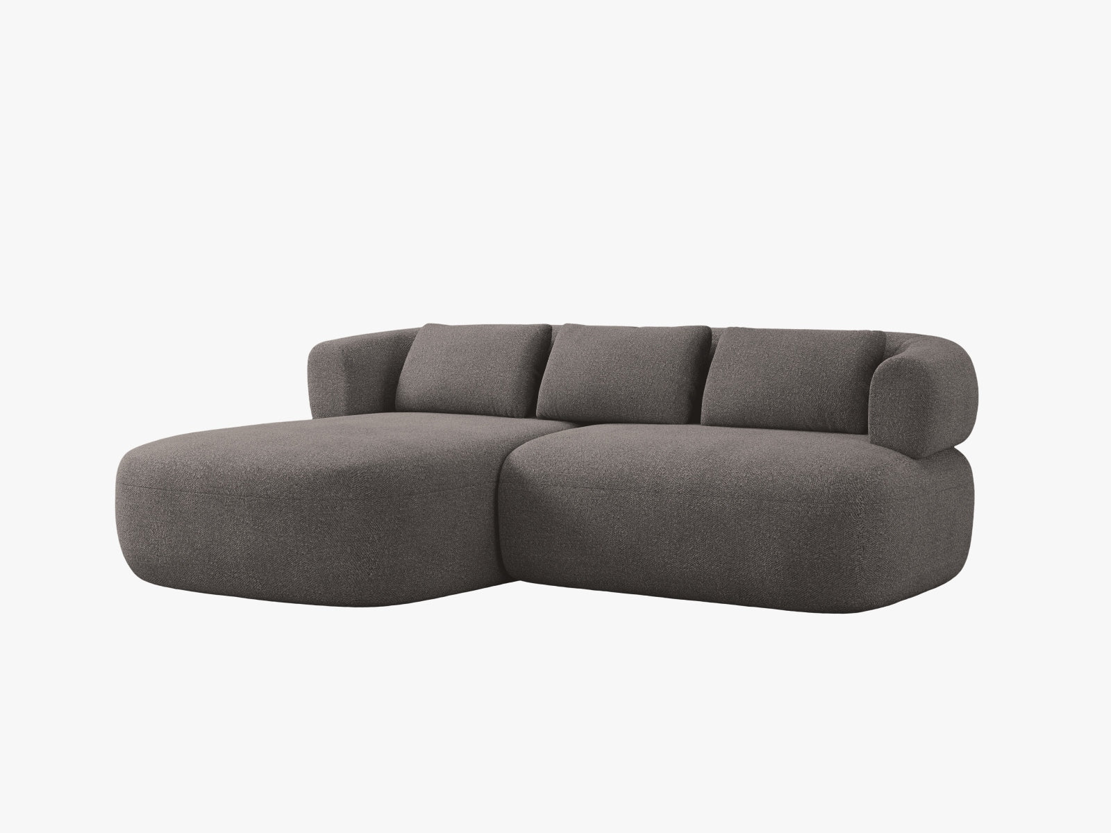 Modernes 5-Sitzer Ecksofa Jenny links in edlem Grau, perfekt für gemütliche Abende und stilvolle Einrichtungsideen von Micadoni.