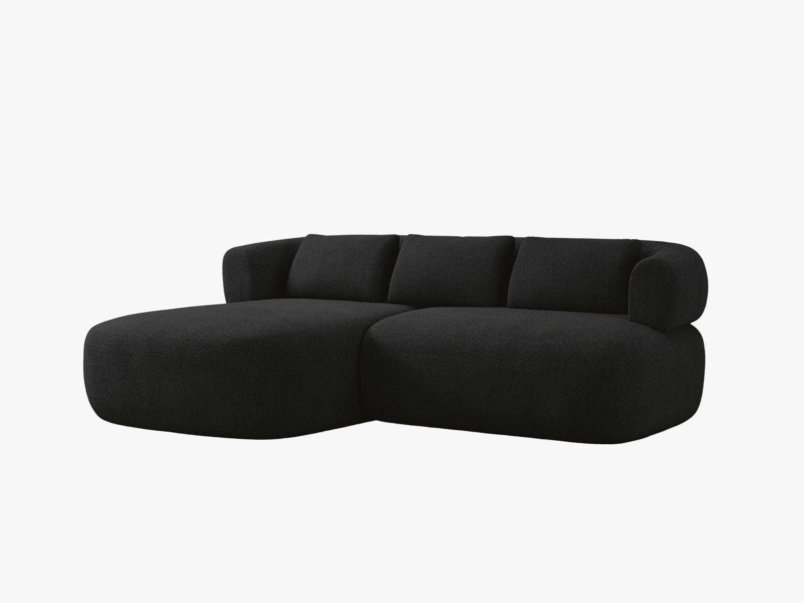 Elegantes 5-Sitzer Ecksofa Jenny von Micadoni, linksseitig, in zeitlosem Schwarz, perfekt für moderne Wohnkonzepte und gemütliche Abende.