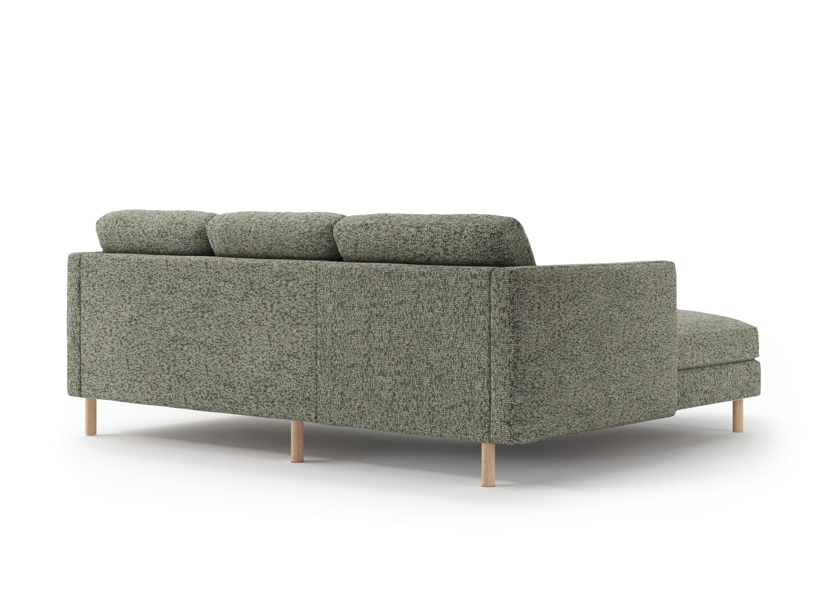 Elegantes, linksseitiges 3-Sitzer Ecksofa Eden in sanftem Moosgrün, ideal für gemütliche Abende und stilvolle Einrichtung.