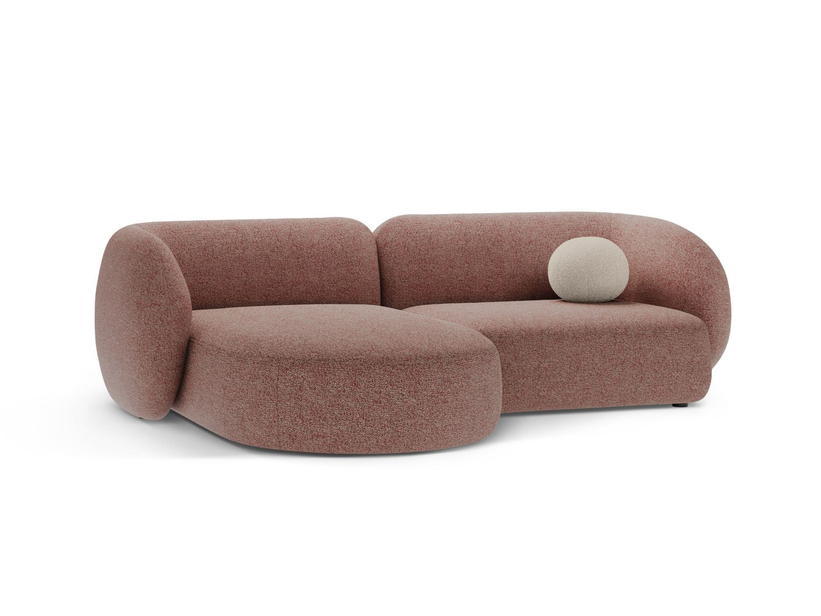 Modulares 2-Sitzer Ecksofa links in stilvollem Pink Melange, ideal für moderne Wohnräume, von Micadoni.