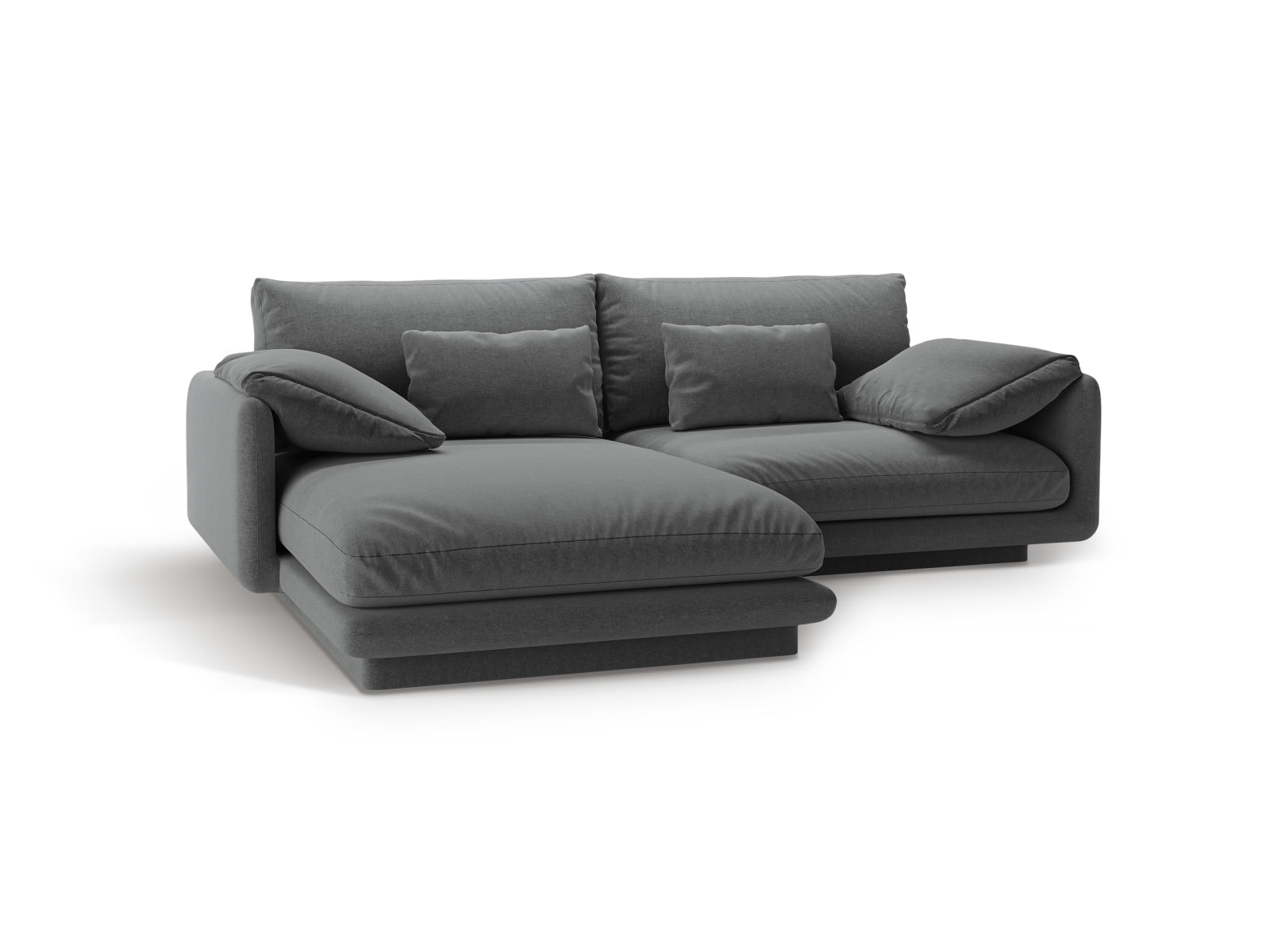 Modernes Torino Ecksofa links in stilvollem Dunkelgrau, 3-Sitzer, ideal für gemütliche Wohnräume, erhältlich bei Micadoni.