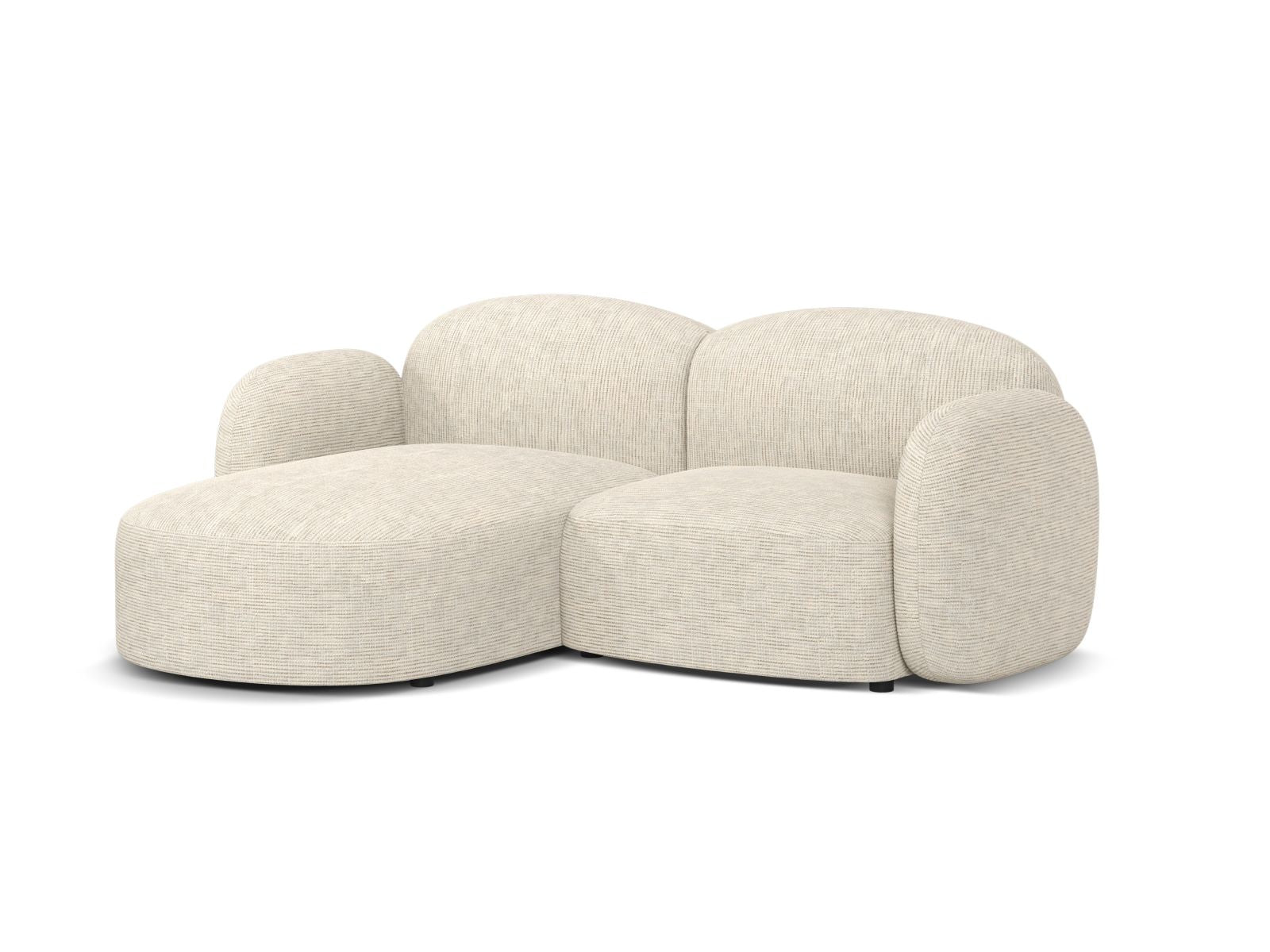 Elegantes 3-Sitzer Ecksofa links Blair in sanftem Beige, ideal für stilvolle Wohnräume. Hochwertige Verarbeitung von Micadoni.