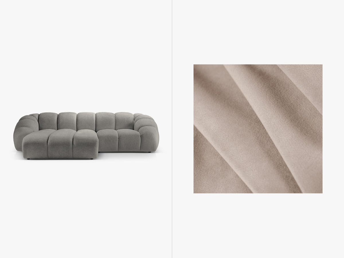Diana Velour links Ecksofa 3 Sitzer in Beige-Salvador präsentiert im Onlineshop von KAQTU Design AG. L-Sofa links ist von Micadoni