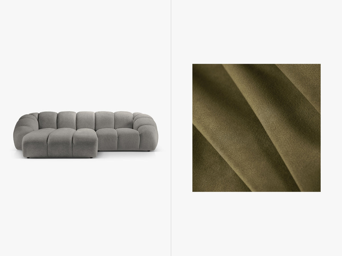 Diana Velour links Ecksofa 3 Sitzer in Green-Salvador präsentiert im Onlineshop von KAQTU Design AG. L-Sofa links ist von Micadoni