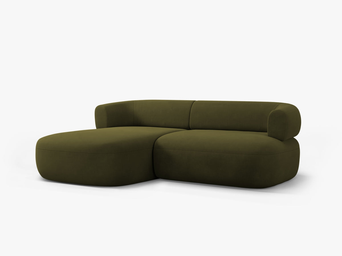 Jenny Velour Ecksofa links 5 Sitzer in Green-Salvador präsentiert im Onlineshop von KAQTU Design AG. L-Sofa links ist von Micadoni